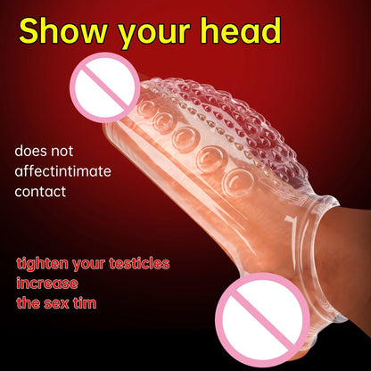 Penis Enlargement Delay Sleeve Ring Reusable Silicone Cock Ring Condoms Glans Cover Nozzle Erotic Toys In Couple Pleasure Orgasm luvshop24