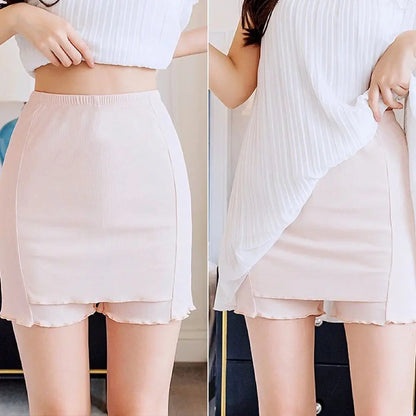 Women's Summer Ice Silk High Waist Shorts Safety Pants Double Layer Seamless Skirt Shorts Underwear Boxer Underpants luvshop24