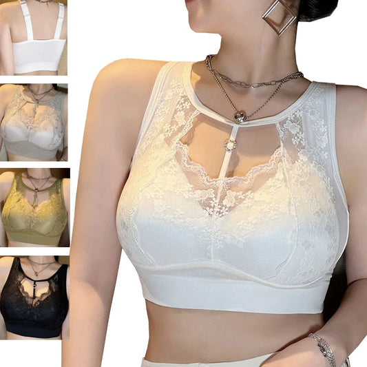 1pcs Lace Sexy Bra No Steel Ring Comfortable Full Cup Large Size Bra Vest Bra One Gather Anti Sagging Underwear luvshop24