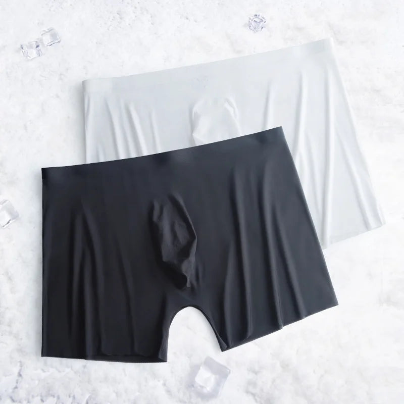1-2 Pcs Ultra-thin Underwear Sexy Transparent 2022 New Mesh Ice Silk Mens Boxer Shorts Naked Seamless Plus Size Boxershorts Men luvshop24