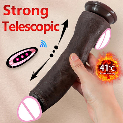 10.6in Long Realistic dildo Black vibrator penis telescopic Swing Heating silicone dildo remote control Dildo Vibrator for wome luvshop24