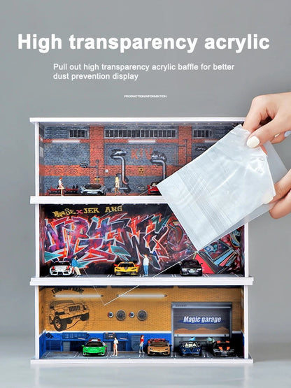 1/64 Garage scene Model Scene with Light Version Simulation Model Scene Decoration Collect (Excluding dolls and car models) luvshop24