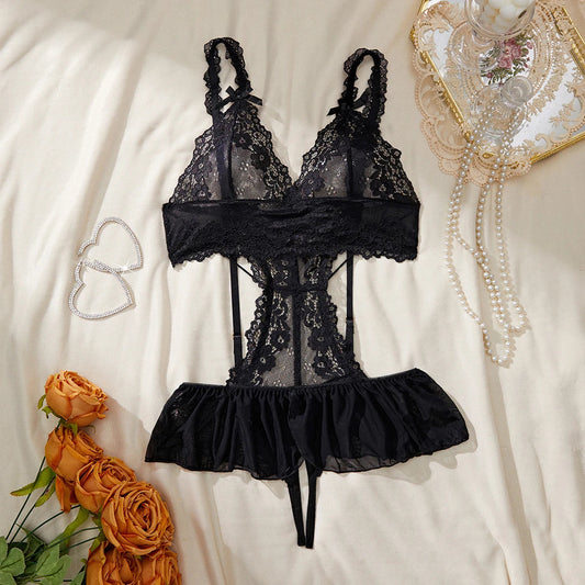 Plus Size Women's Exotic Lingerie Sets Lace Fluoroscopy Beauty Tulle Elegant Sexy Lingerie Female Underwear Lingerie For Ladies luvshop24