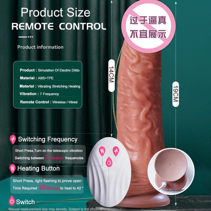 Realistic Dildo Vibrator for Women Sex Toys Heating Big Cock Remote Control Penis Telescopic Vibrators Anal Female Stimulator luvshop24