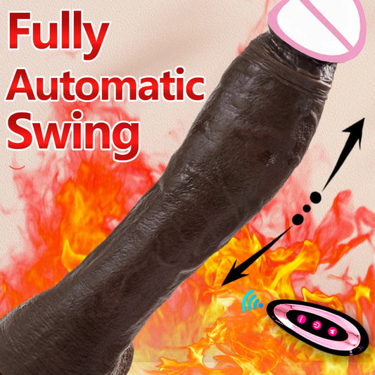 10.6in Long Realistic dildo Black vibrator penis telescopic Swing Heating silicone dildo remote control Dildo Vibrator for wome luvshop24