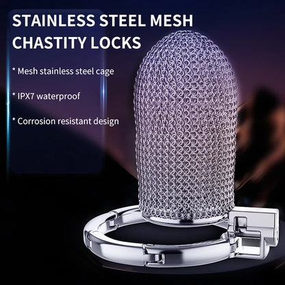 Male Metal Mesh Chastity Cage Sexy Adult Man Chastity Device Cock Cage Adjustable Penis Ring Chastity Lock BDSM Sex Toys For Men luvshop24