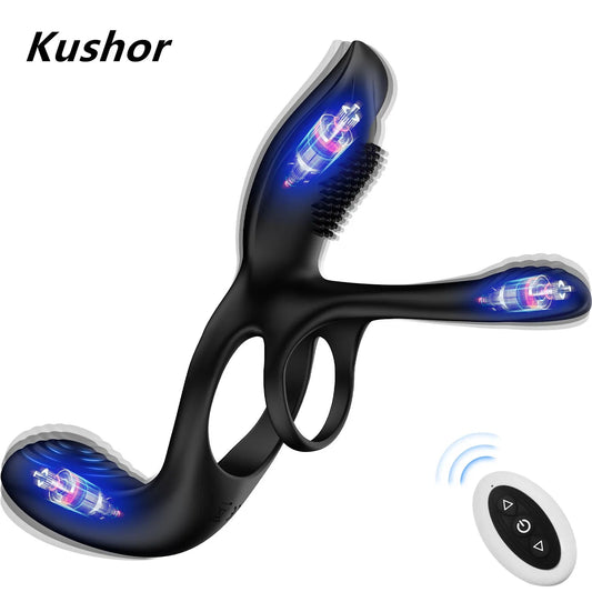 Kushor Vibrating Cock Ring Sex Toy Adult Goods For Men Ejaculation Delay Penis Extender Enlargement Male Massager Vibrator Gay luvshop24