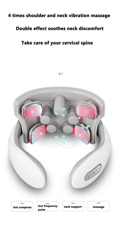 Smart Neck Massage Instrument Portable Shoulder Neck Massage Cervical Vertebra Health Care Vibrator Heating Compress Massage luvshop24