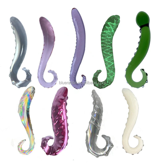 Sea Horse Glass Anal Plugs Wholesale Glass Masturbation Erotic Toys Pink Purple Black Green Blue Crystal Glass Dildos for Women luvshop24