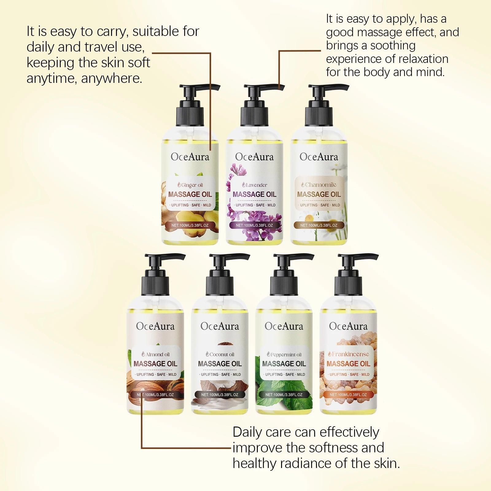 100ML Plant Body Massage Oil Dry Skin Nourishing Moisturizing Body Skin Firming Massage Natural Essential Oils luvshop24