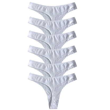 6pcs Cotton Women's Thongs Panties Sports Breathable Low Waist Underwear Lingerie Sexy Female Lady Solid Color G-String luvshop24