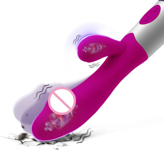 Rechargeable Dildo Rabbit Vibrator Dual Vibration G Spot Vagina Massager AV Stick Clitoris Sex Toys for Women Female Masturbator luvshop24