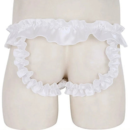 Men Sissy Bow-knot See-through Panties Satin Bikini G-String Thong Briefs Uniform Temptation Sexy Smooth Underwear Sleepwear luvshop24