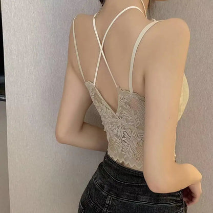 Lace Bra Women Tops Floral Lace Tanks Top Sexy Lingerie Bralette Wirefree Underwear Adjust Strap Removable Pads Camisoles luvshop24