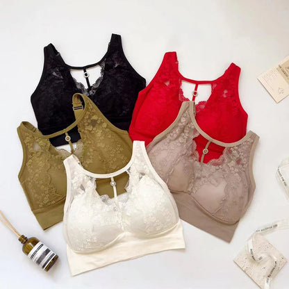 1pcs Lace Sexy Bra No Steel Ring Comfortable Full Cup Large Size Bra Vest Bra One Gather Anti Sagging Underwear luvshop24