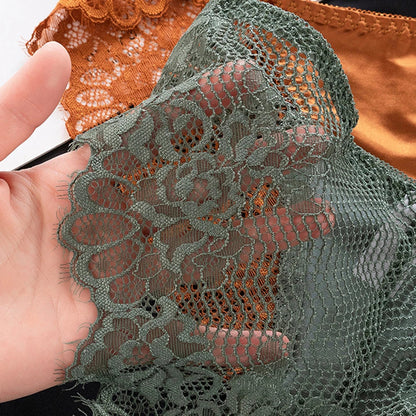 1pc Women's Sexy Lace Panties Satin Seamless Underwear Lace Mesh Sheer Low Waist Triangle Underwear Ladies Thin Breathable Brief luvshop24