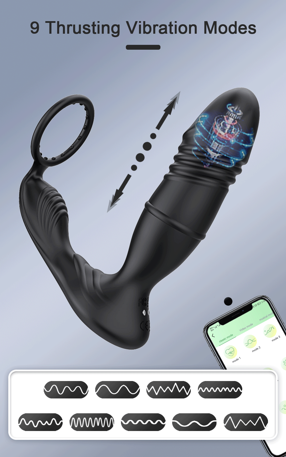 Male Thrusting Prostate Massager Bluetooth APP Vibrator for Men Gay Anal Plug Wireless Remote Butt Plug Sex Toy for Couples luvshop24