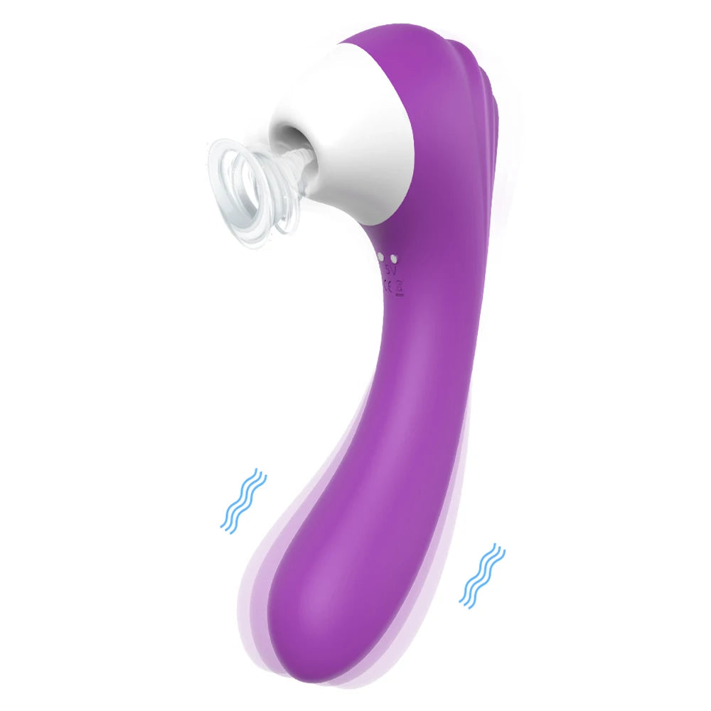 2-in-1 Clitoral Suction Cup G-Spot Vibrator Strong Vibration Dildo Sex Toy Female Dual Stimulation Female Masturbator Waterproof luvshop24