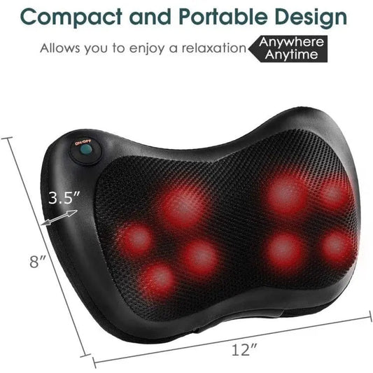 Deep Kneading Shiatsu Pillow Massager with Heat for Shoulder Neck and Back luvshop24