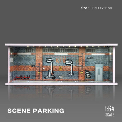 1/64 Garage scene Model Scene with Light Version Simulation Model Scene Decoration Collect (Excluding dolls and car models) luvshop24