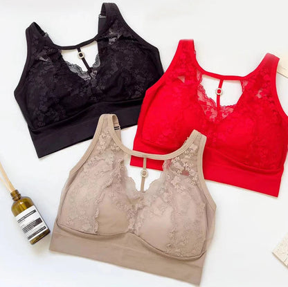 1pcs Lace Sexy Bra No Steel Ring Comfortable Full Cup Large Size Bra Vest Bra One Gather Anti Sagging Underwear luvshop24