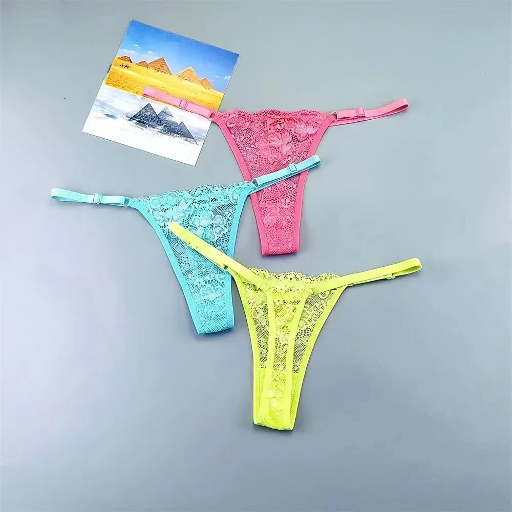 3Pcs Sexy Thongs Underwear for Women Perspective Lace G-String Panties Low Waist Plus Size Hot Wife Gift luvshop24