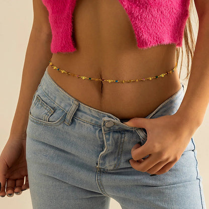 Summer Accessories Versatile Colorful Oil Drop Beads Chain Body Chain Bohemian Geometric Love Waist Chain Body Chains for Woman luvshop24