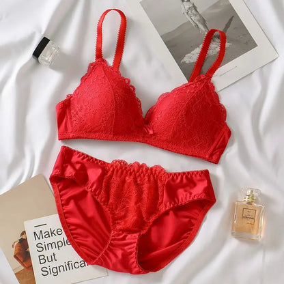 Lace Lingerie 2 Pieces Women Underwear Set 3/4 Cup Plus Size Bras Panty Brief Sets White Black Sexy Lingerie Seamless Bra Sets luvshop24
