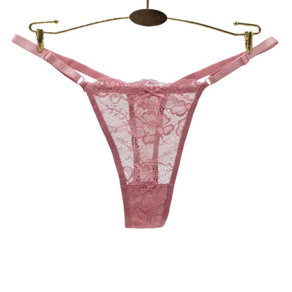 3PCS Adjustable Sexy Transparent Thong Panties Women Lace Underwear Low Waist Female T-back String Underpants luvshop24