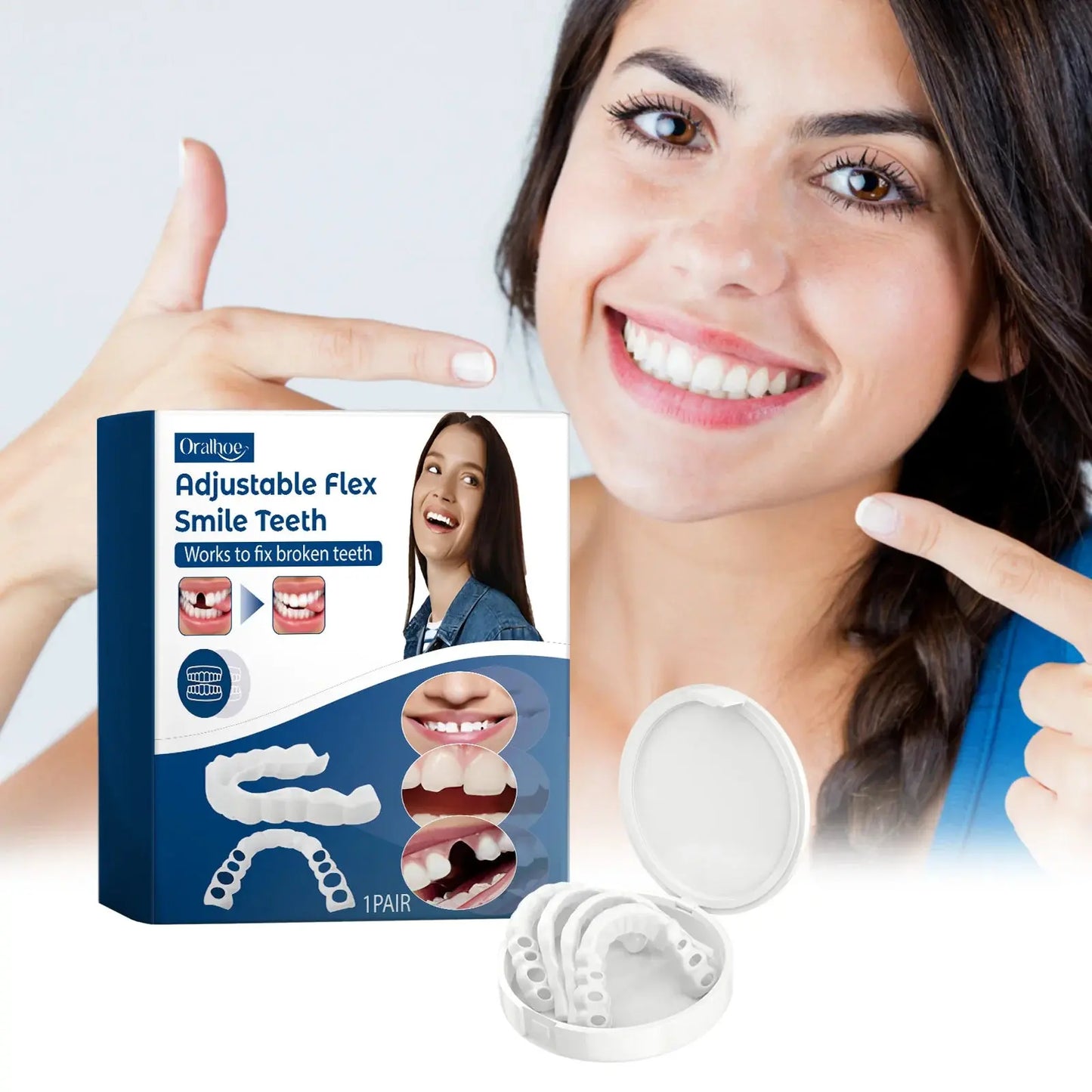 Oralhoe Adjustable buckle-type dentures: simulated braces, teeth-beautifying dentures, temporary tooth filling, orthodontic care luvshop24