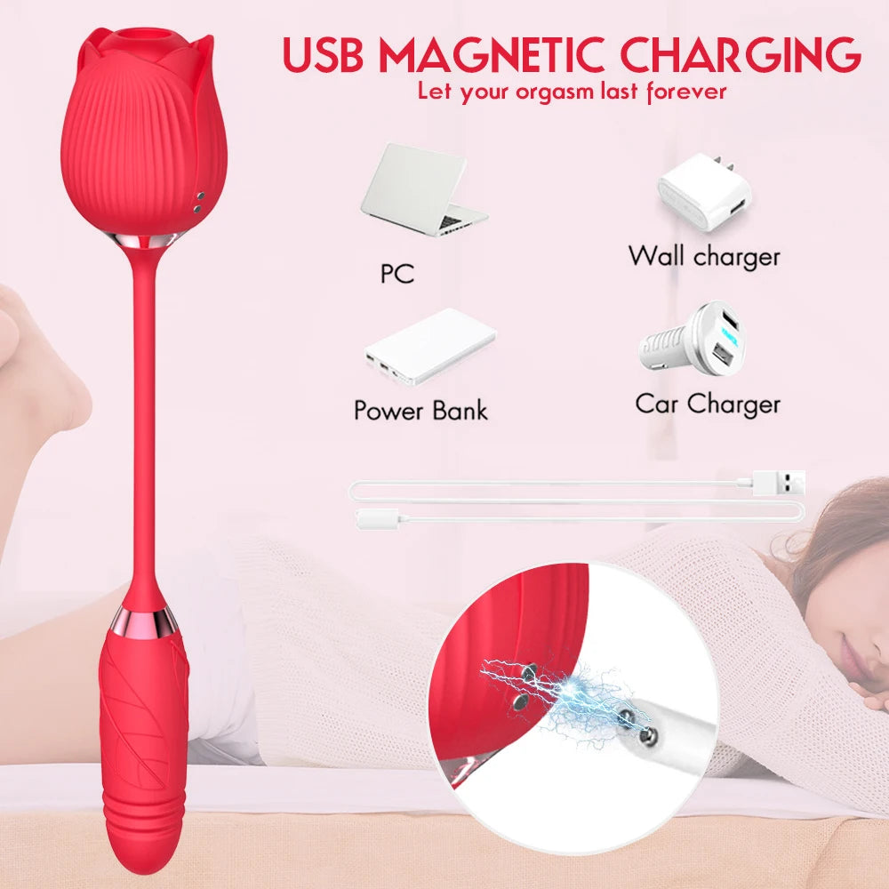 Rose Sucking Vibrator for Women Dildo Thrusting Vibrating Clit Sucker Nipple Clitoris Stimulation Female Sex Toys for Adults luvshop24