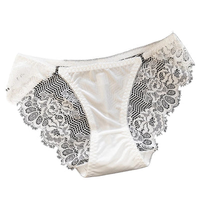 1pc Women's Sexy Lace Panties Satin Seamless Underwear Lace Mesh Sheer Low Waist Triangle Underwear Ladies Thin Breathable Brief luvshop24