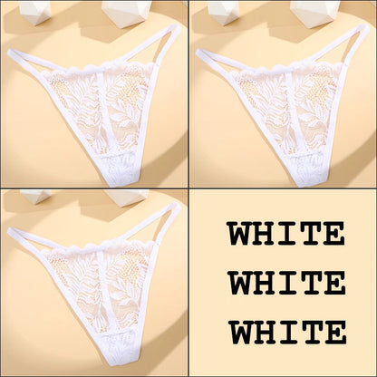 3Pcs Lace Thong For Women Low Rise Soft Intimates Lingerie Sexy Panties 6 Solid Color Ladies Comfortable Underpants Girls Panty luvshop24