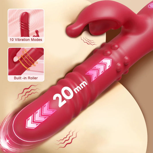 Rabbit Vibrators Thrusting Dildo for Women 10 Vibration Thrust Rotating Mode Clit G Spot Stimulator Sex Toys for Couple Pleasure luvshop24