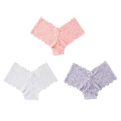 3Pcs Sexy Floral Lace Panties Women Briefs Low Waist Soft Lingerie Comfortable Female Underwear Girls Intimates Panties luvshop24
