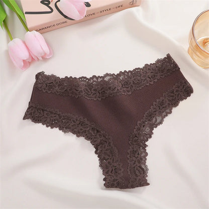 5Pcs/set Women Cotton Panties Floral Lace Intimate Underwear Trendy Patchwork Lace Briefs Female Soft Underpants Lingerie S-XL luvshop24