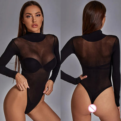 One-piece Bodysuits For Women Exotic Erotic Transparent Jumpsuit Night Club Party Wear Erotic Tight Lingerie Female Sleepwear luvshop24
