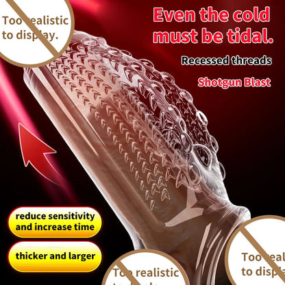 Penis Enlargement Delay Sleeve Ring Reusable Silicone Cock Ring Condoms Glans Cover Nozzle Erotic Toys In Couple Pleasure Orgasm luvshop24