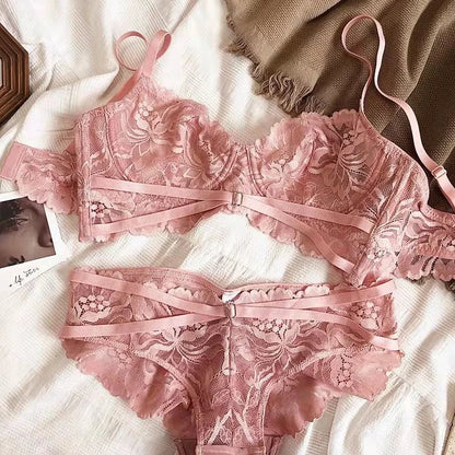 Logirlve Sexy Tоy For Women Bra Set Lingerie Push Up Brassiere Lace Embroidery Underwear Set Ultra-thin Cup Female Lingerie luvshop24