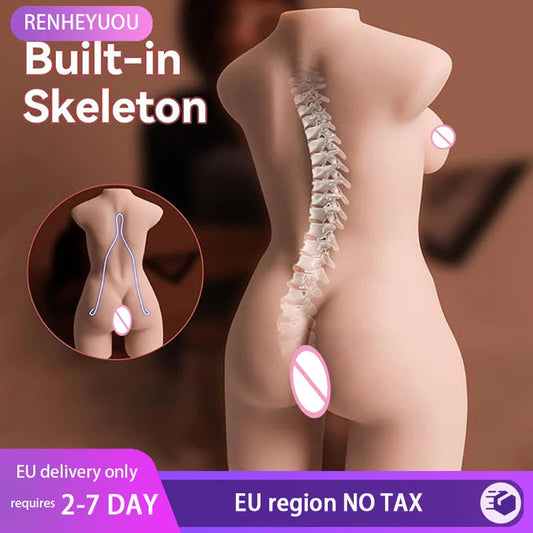 RENHEYUOU Soft Sex Toy Male Masturbation Toy Large False Breasts Real Vagina Artificial Pocket Buttocks Half Body Torso Sex Doll luvshop24