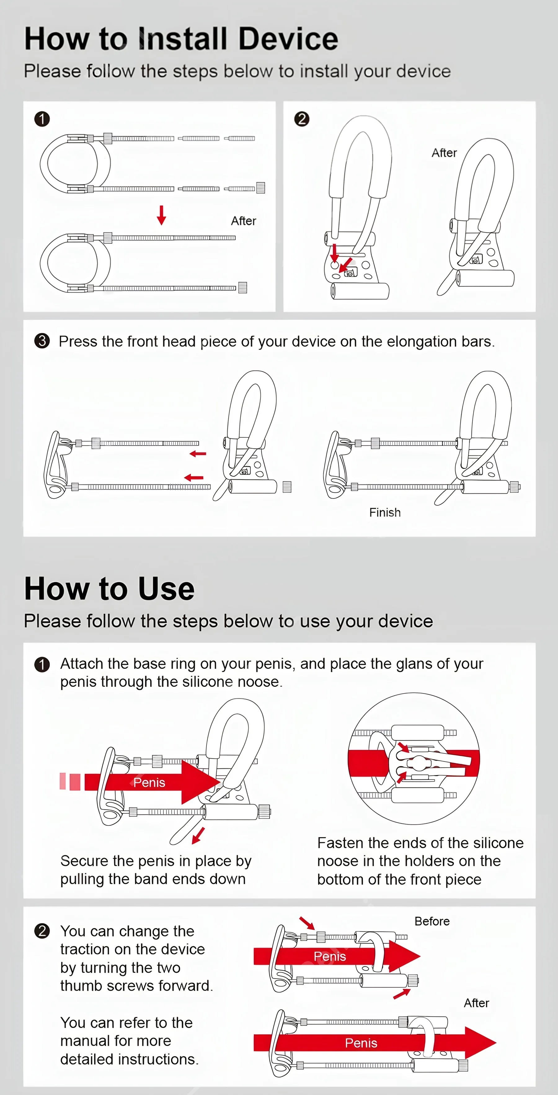 Penis Extender Adjustable Training Stretcher Kit Dick Enlargement Traction Device Penis Enlarger Sex Toys for Men Sexual Toys luvshop24