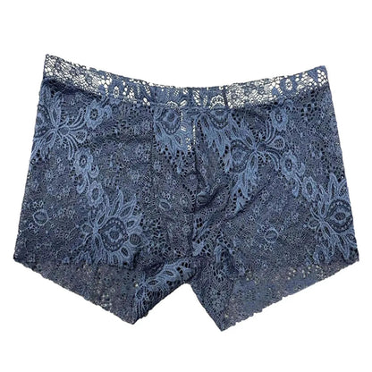 Sexy Mens Lace Shorts Breathable Underwear Solid Male Brief Middle Waist Panties Sleepwear Bikini Hombre Lingerie luvshop24