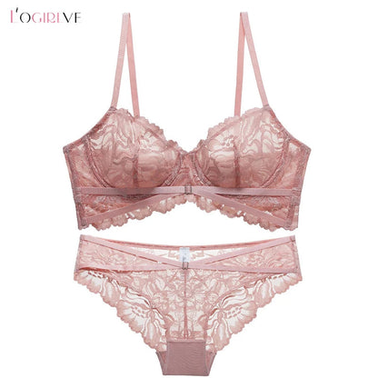 Logirlve Sexy Tоy For Women Bra Set Lingerie Push Up Brassiere Lace Embroidery Underwear Set Ultra-thin Cup Female Lingerie luvshop24