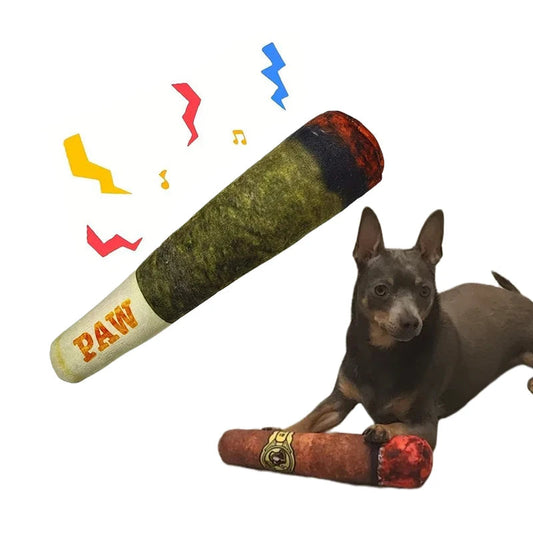 Dog Joint Toys Funny Interactive Dog Cigar Design Plush Squeaky Pet Toys Grinding Teeth Creative Chew Toy For Small Medium Dog luvshop24