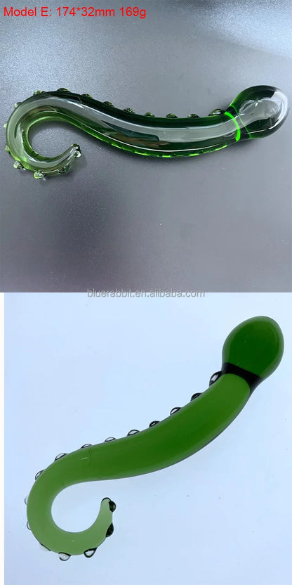 Sea Horse Glass Anal Plugs Wholesale Glass Masturbation Erotic Toys Pink Purple Black Green Blue Crystal Glass Dildos for Women luvshop24