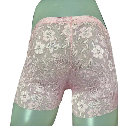 Sexy Mens Lace Shorts Breathable Underwear Solid Male Brief Middle Waist Panties Sleepwear Bikini Hombre Lingerie luvshop24