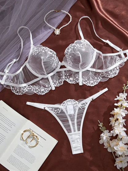 Lace Lingerie Ultra Sexy Underwear Women Set Sexy Adult Delicate Embroidery Intimate Underwear Transparent Bra Lingerie Sets luvshop24