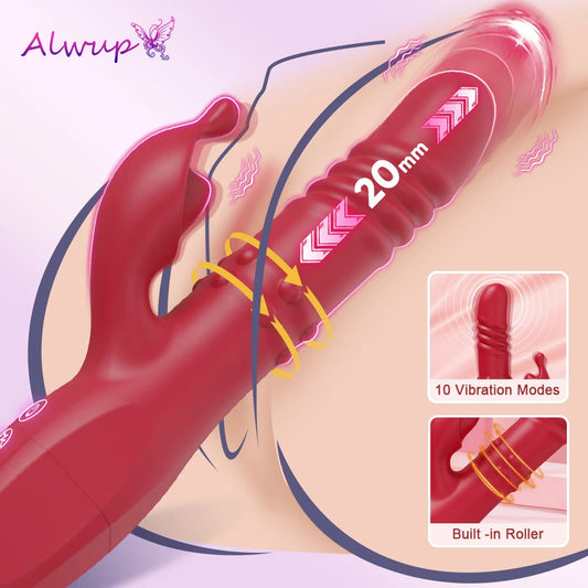 Rabbit Vibrator For Women Powerful G Spot Telescopic Rotating Clitoris Vagina Stimulator Female Masturbator For Adult Sexy Toys luvshop24