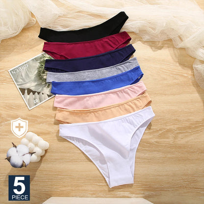FINETOO 5PCS/Set M-XXL Panties Women Cotton Lingerie Woman Underwear Sexy Femme Underwear Girls Underpant Panty 7 Solid Colors luvshop24