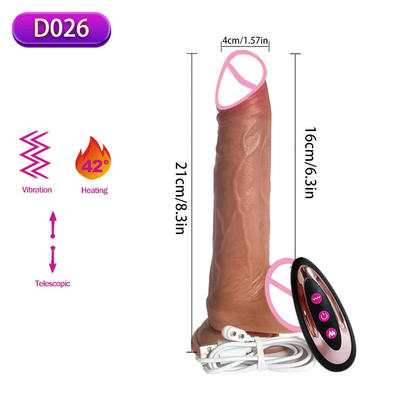 Realistic Vibration Dildo Telescopic Penis Anal Plug Vibration Female Suction Cup Masturbation Sexmachine Sex Toys For Women 18+ luvshop24